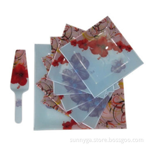 Glass Plates/Shovel Set for Daily Kitchen Use, Customized Designs and Sizes Welcomed